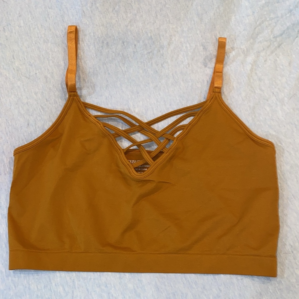 Zenana Outfitters v lattice bralette in Copper bra top cris-crossed NWOT 2X/3X